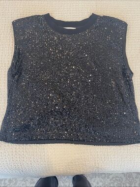 NWT Black Sequin Muscle Tank Size Large